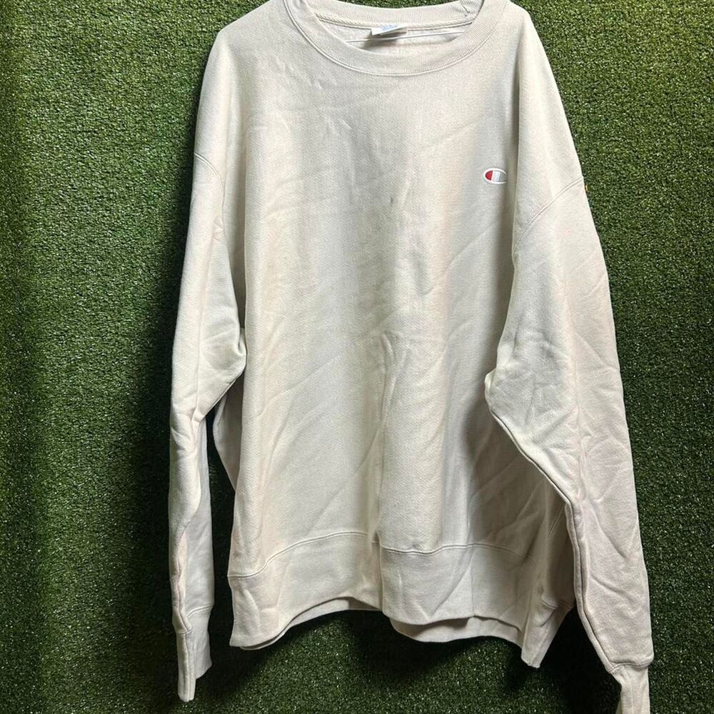 Champion Men's White and Cream Sweatshirt